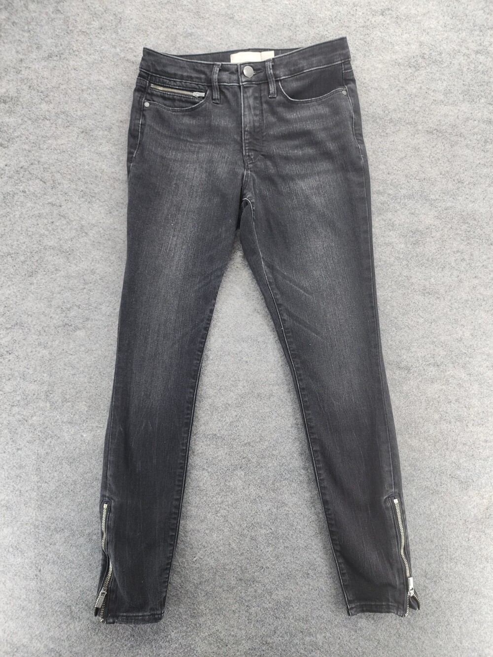 Athleta Jeans Womens 4 Skinny Ankle Zip Black Denim Mid Rise 29x28"